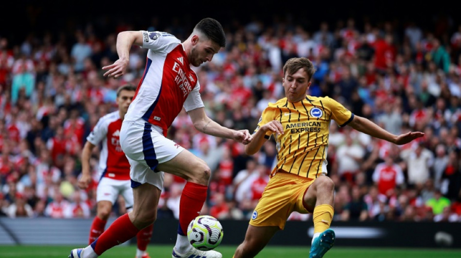 Rice sent off as Arsenal held by Brighton