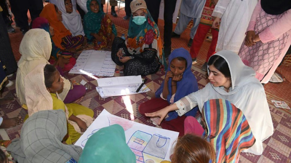 Malala visits women at flood camps in Pakistan