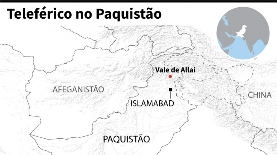 Todos os ocupantes são resgatados de teleférico no Paquistão